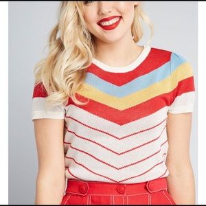 ModCloth Nostalgic Bliss Short Sleeve Sweater